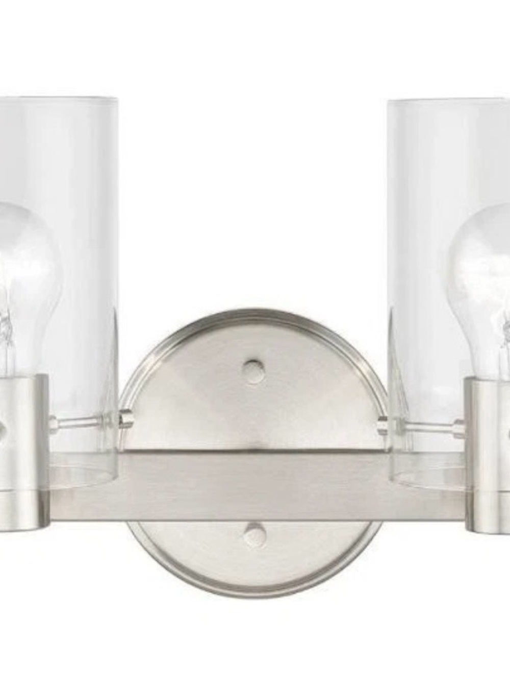 Brushed Nickel 2-Light Bath Vanity Sconce with Clear Glass Shades